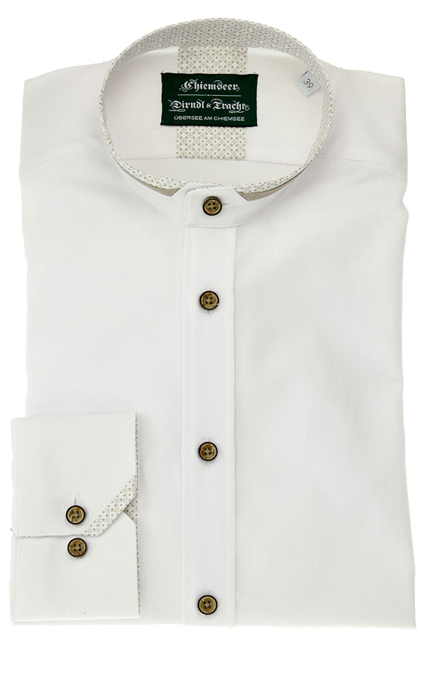 Hemd 3012, weiß/braun - Slim fit