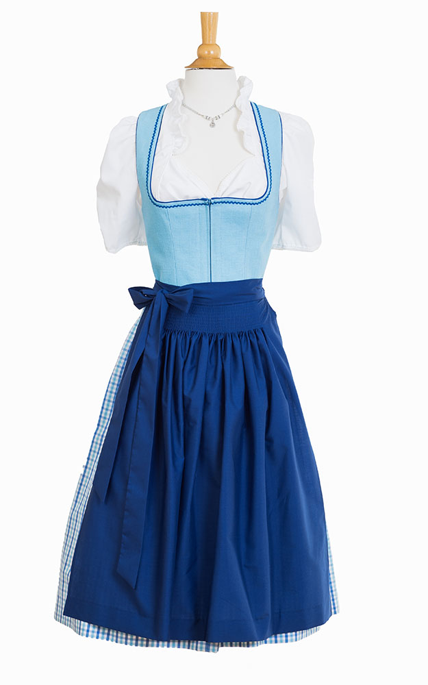 Blusendirndl Aubach /E eisblau, mit Schürze