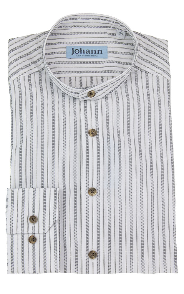 Hemd 3010, weiß/grau gestreift - Slim fit