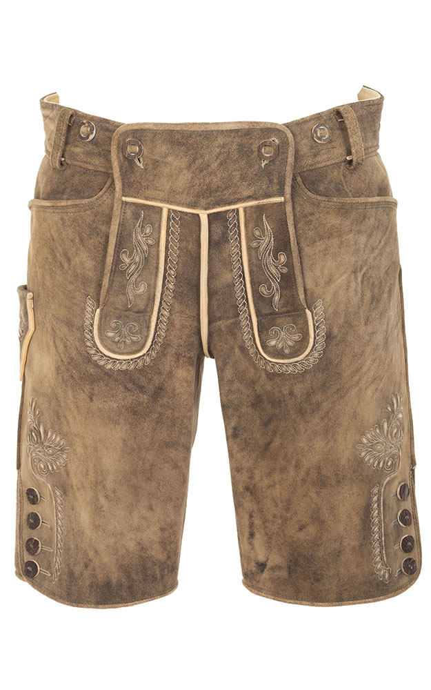 Hirschlederhose Appenzell, ohne Gürtel antik schwarz