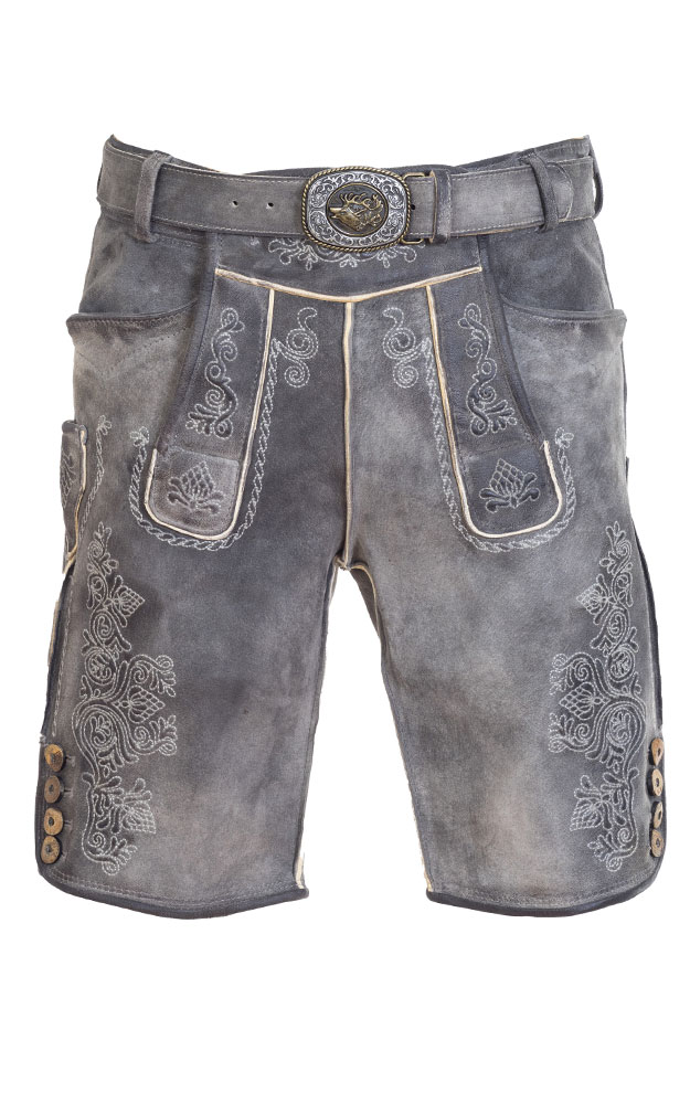 Lederhose Goliath mit Gürtel, kohle
