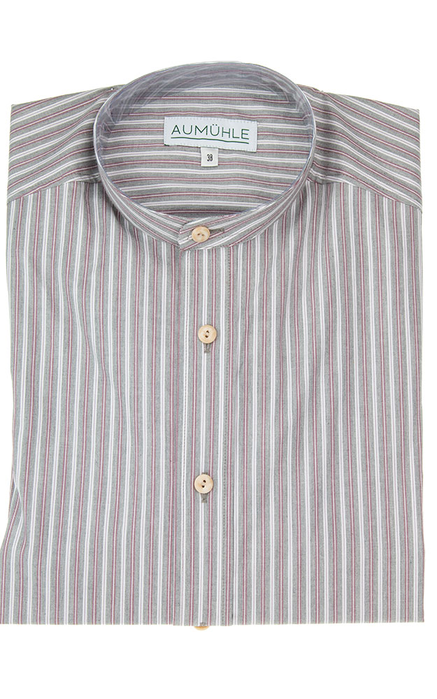 Hemd 03 13425P, grau/beere Stehkragen