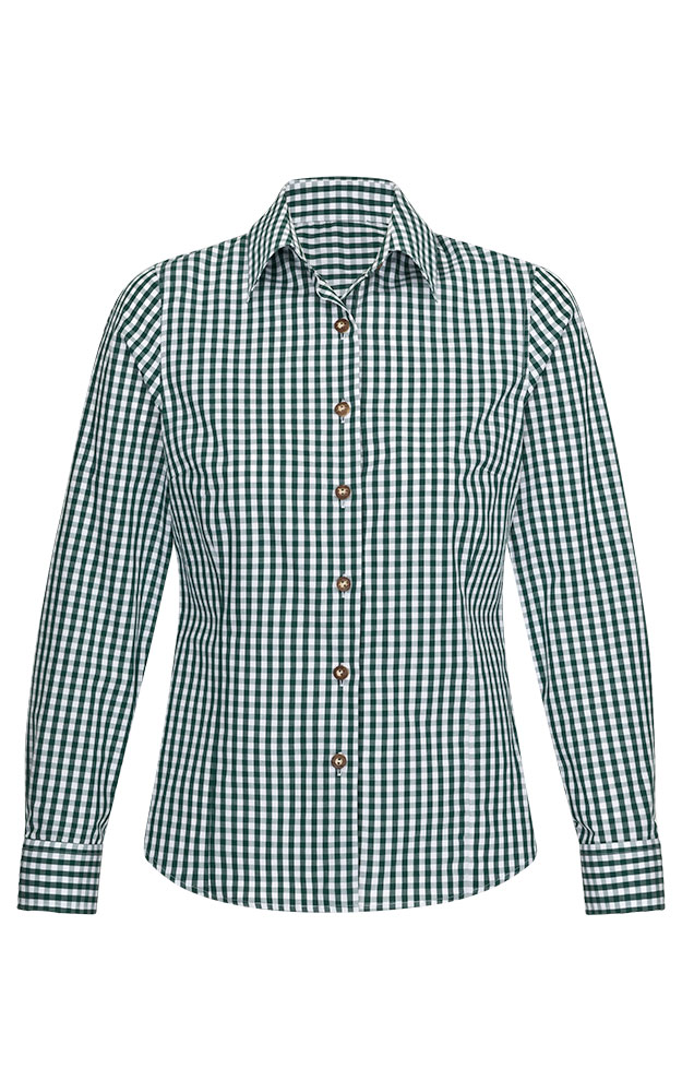 Trachtenbluse Ida, # dunkelgrün/weiß