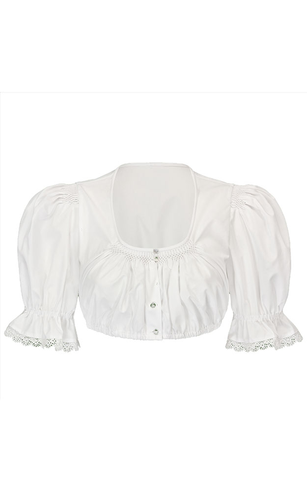 Dirndlbluse Alma, weiß Waffelsmok