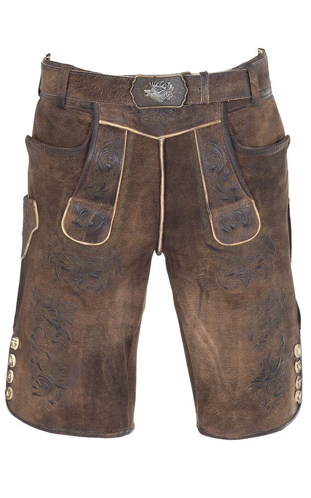Lederhose Inntal mit Gürtel, dunkelbraun