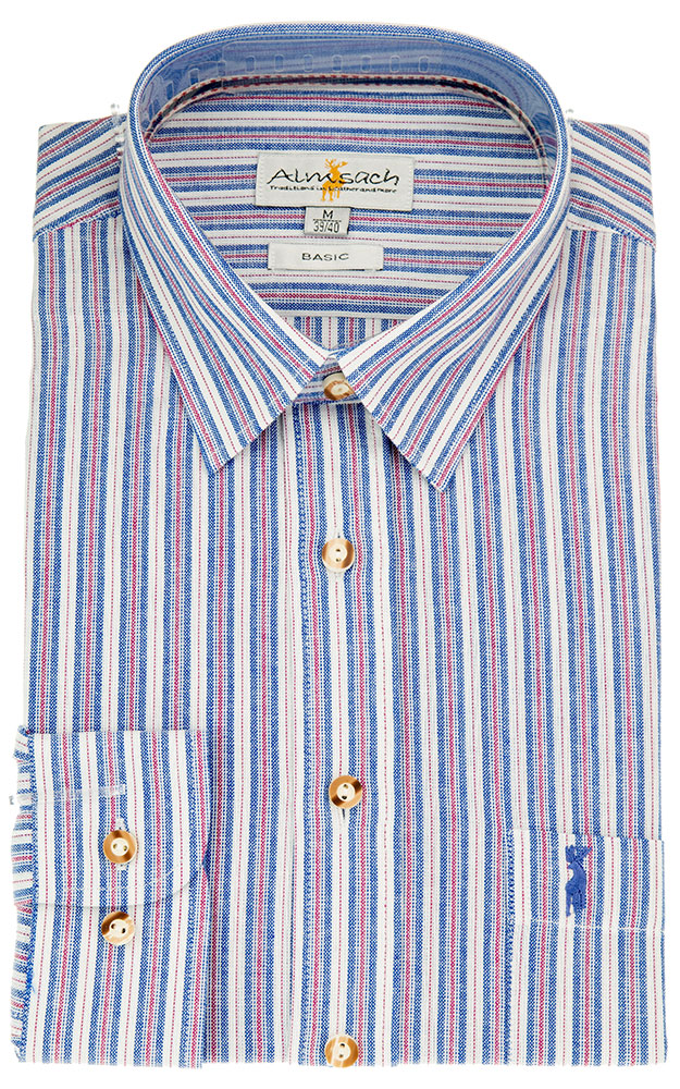 Hemd HE848, rot/blau/rot gestreift