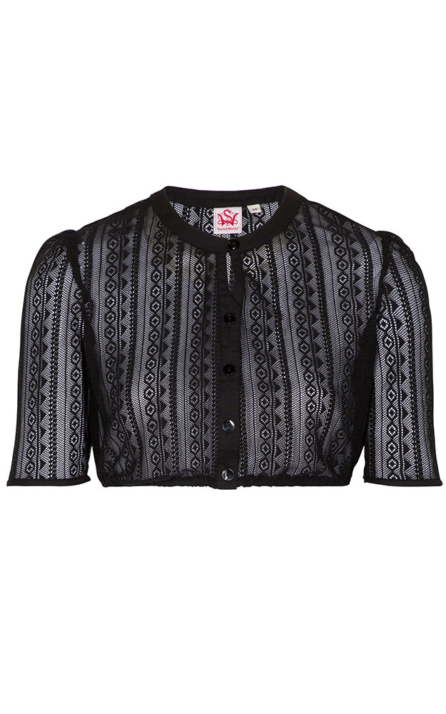Dirndlbluse Hirse, schwarz Spitze