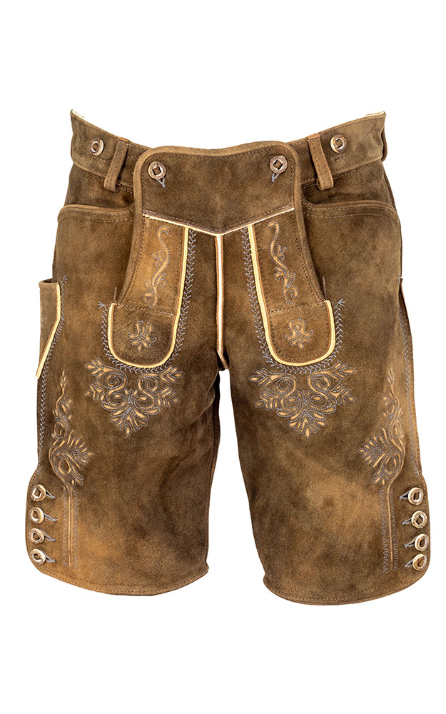 Lederhose Donau2 ohne Träger, braun/blau