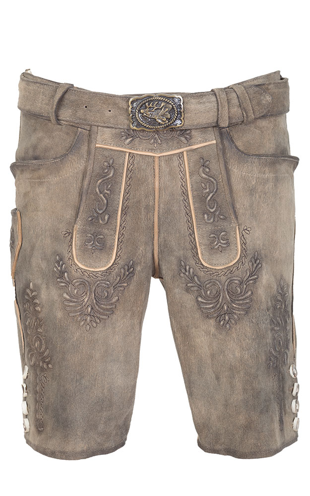 Lederhose Wernhart, mit Gürtel, marmor