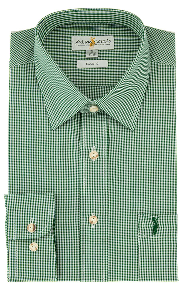 Hemd HE 627, # tanne/weiß