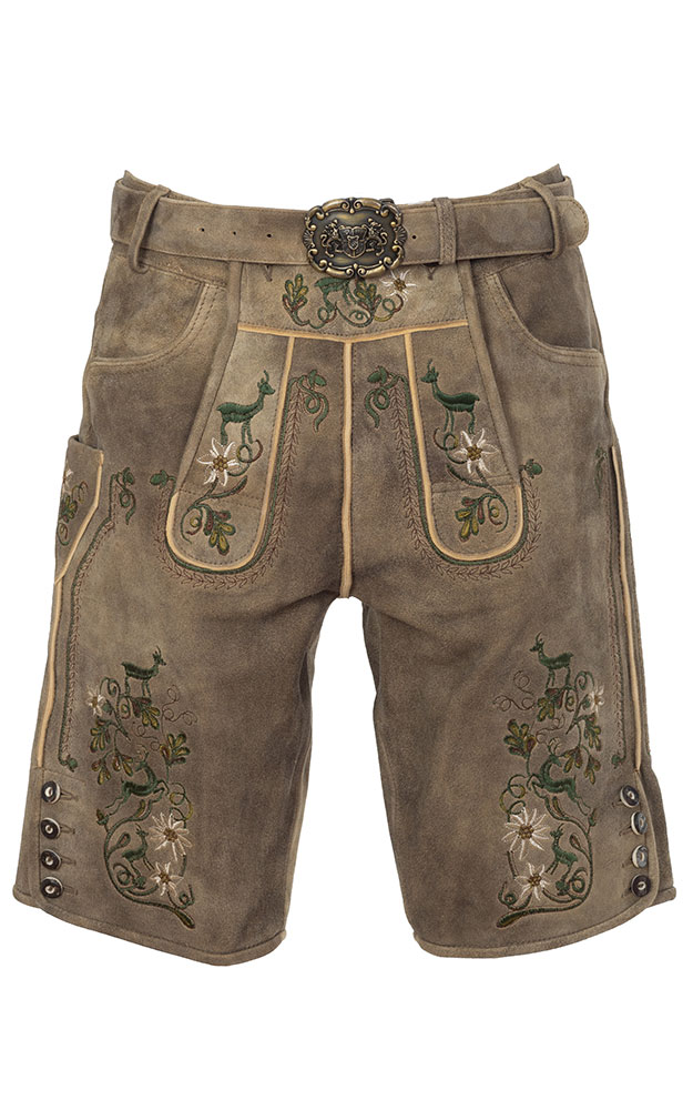 Lederhose 7562 mit Gürtel, beige