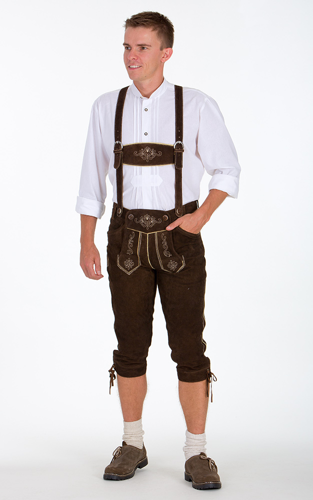Lederhosen-SET Sigi Bundhose mit Träger, espresso