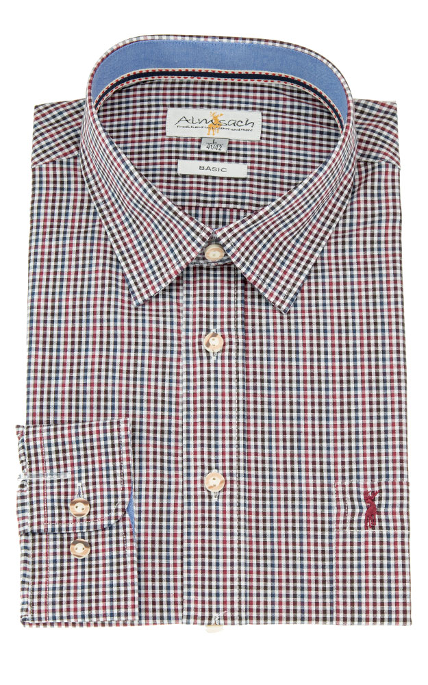 Hemd HE 678, # rot/braun/weiß