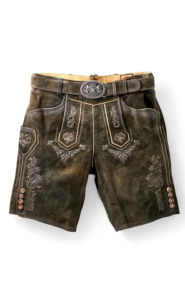 Lederhose Ronn, mit Gürtel, moor antik