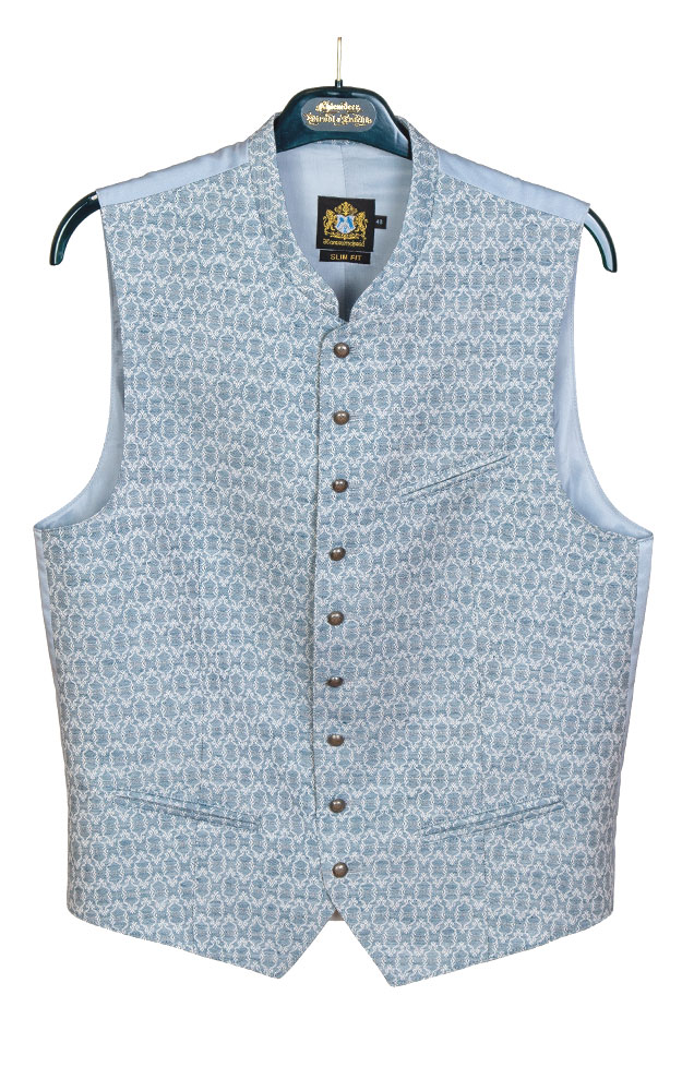 Weste Bert, blau gemustert - Slim fit