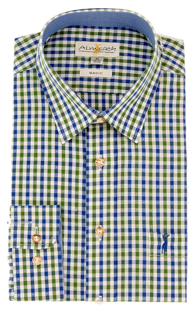 Hemd HE 670, # grün/blau/weiß