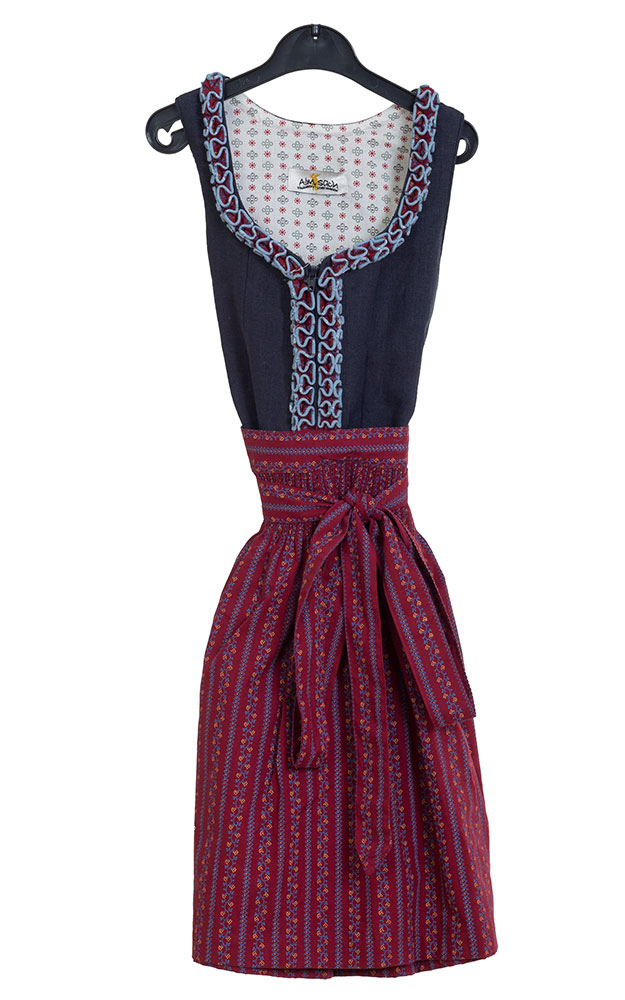 Kinderdirndl Rosalinda mit Schürze, marine/weinrot