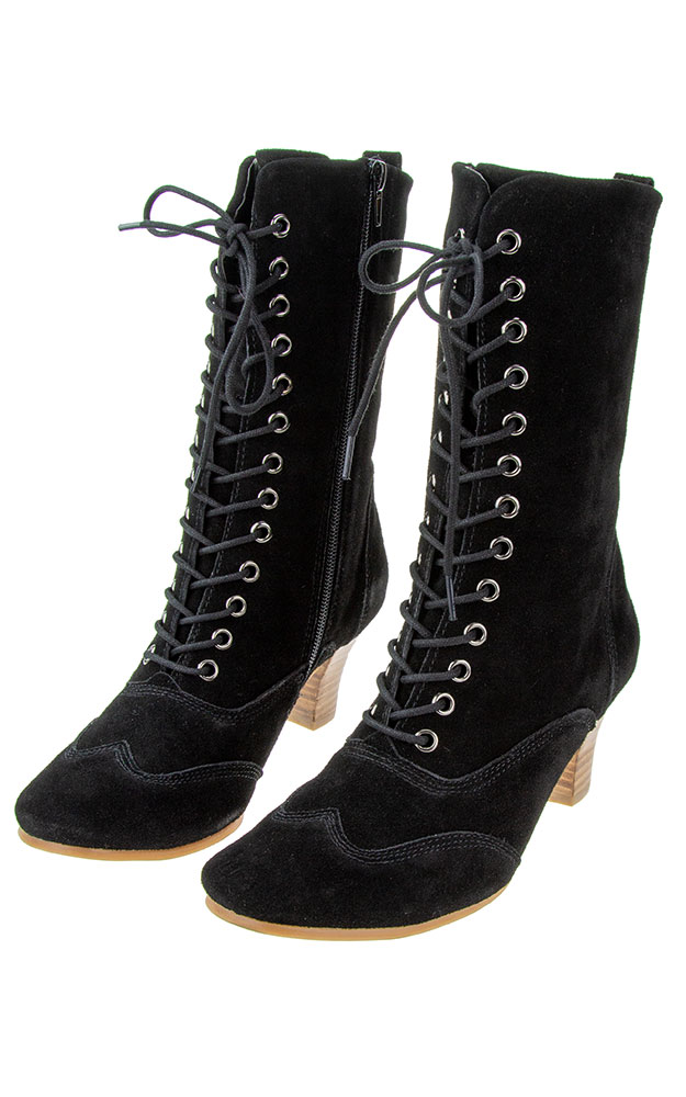 Damen-Schnürstiefel, schwarz