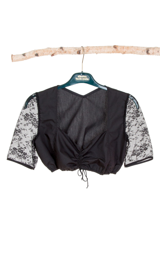 Dirndlbluse Serena, schwarz Spitzenarm