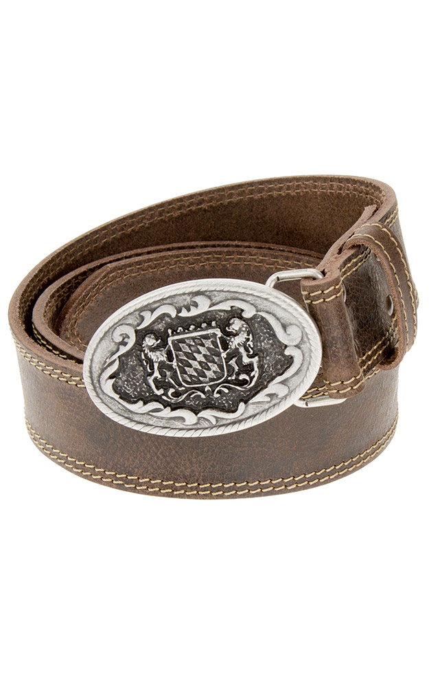 Herrengürtel Bayernwappen, dunkelbraun