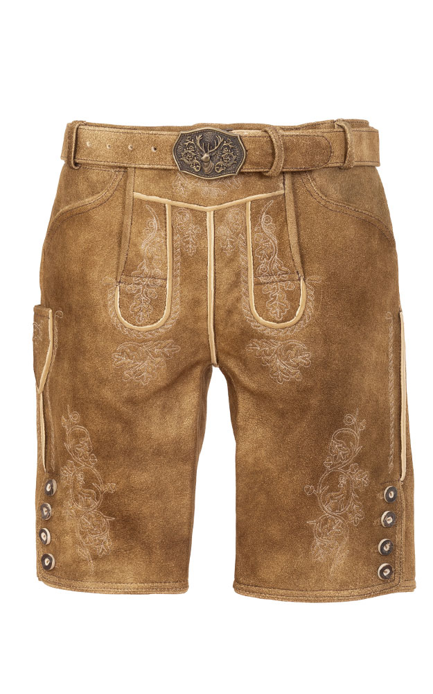 Hirschlederhose 7733 mit Gürtel, braun