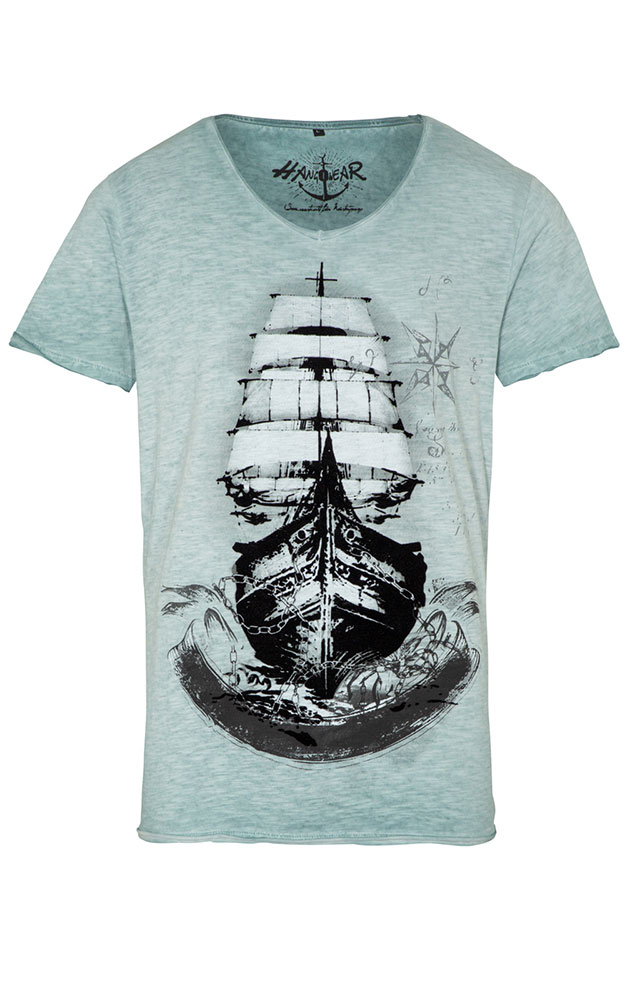 T-Shirt Wind, türkis/blau meliert