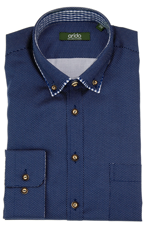 Hemd 2818 2658 23, blau Tupfen - Slim fit