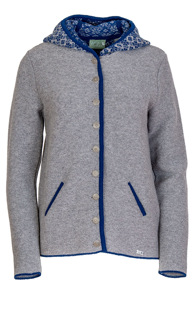 Strickjacke Felli, mittelgrau/blau