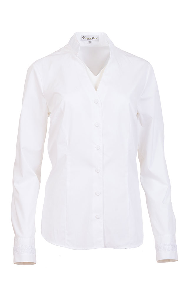 Trachtenbluse Allegra, weiß langarm