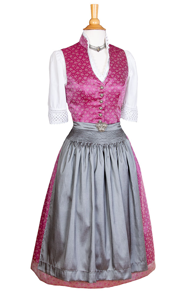 Blusendirndl Lesachtal /E beere/grau, mit Schürze