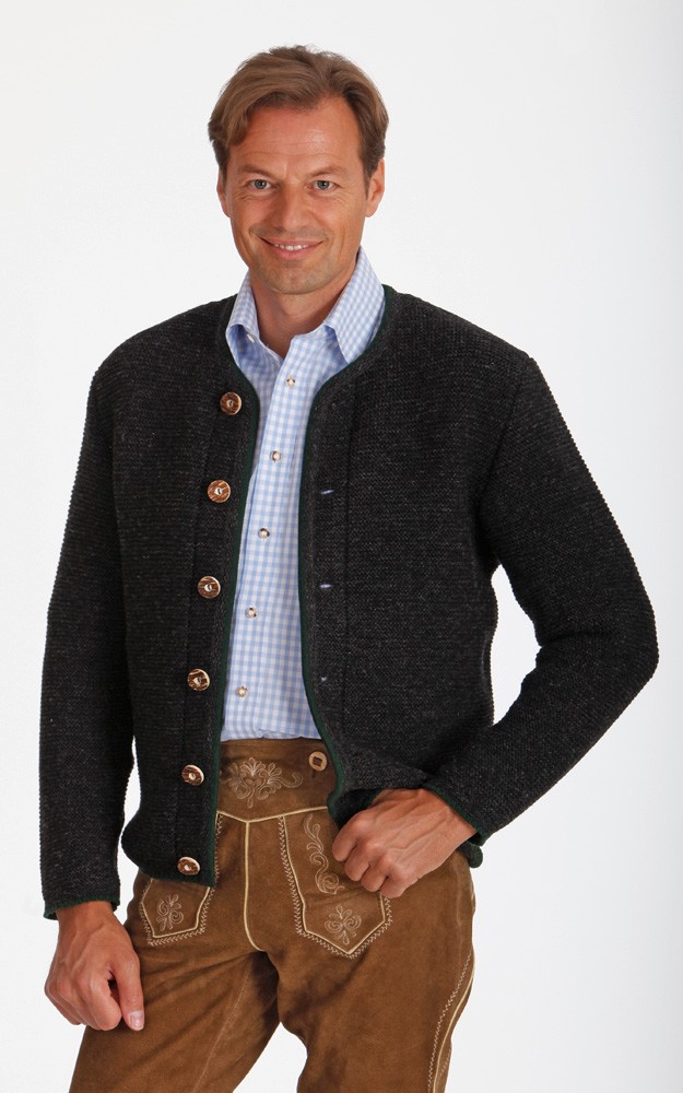 Strickjacke Gerhard, anthrazit/tanne