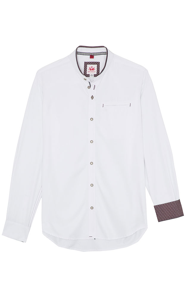 Hemd Greiling SK, weiß/drot - Slim fit