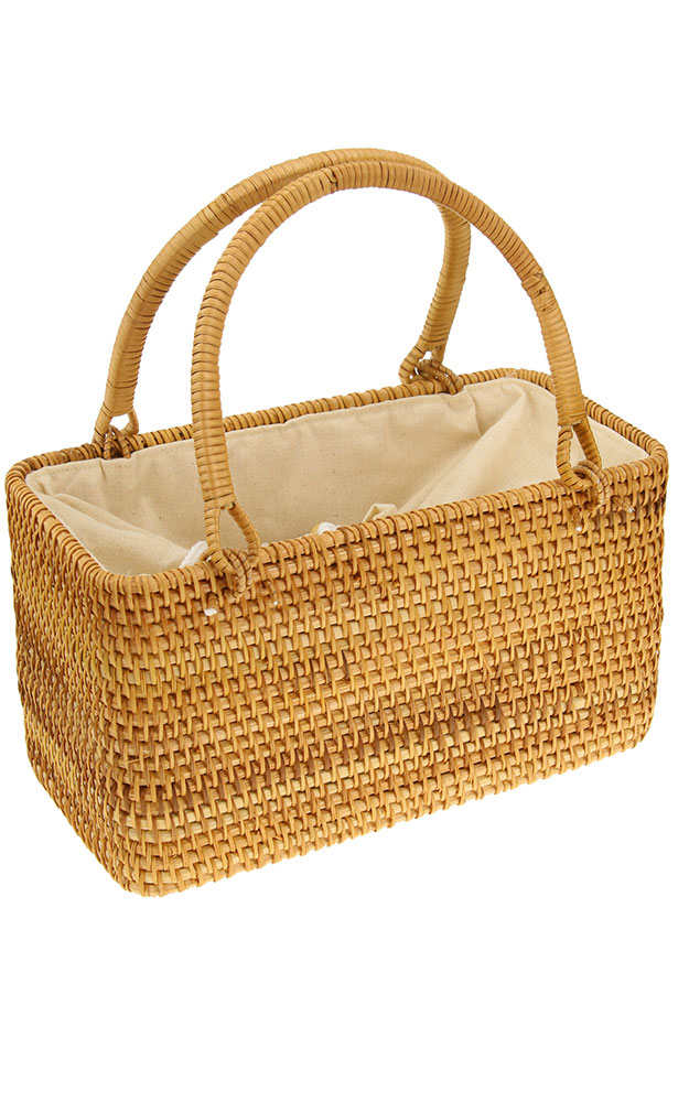 Korbtasche AT24018, Stoff beige