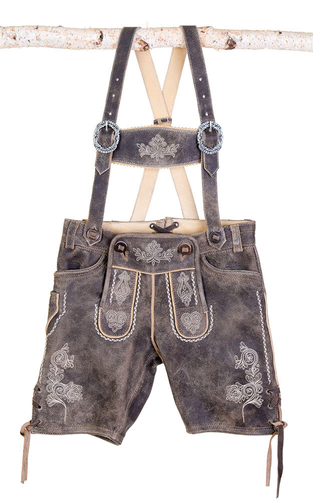 Kinder-Lederhose 504 mit Träger, offwhite