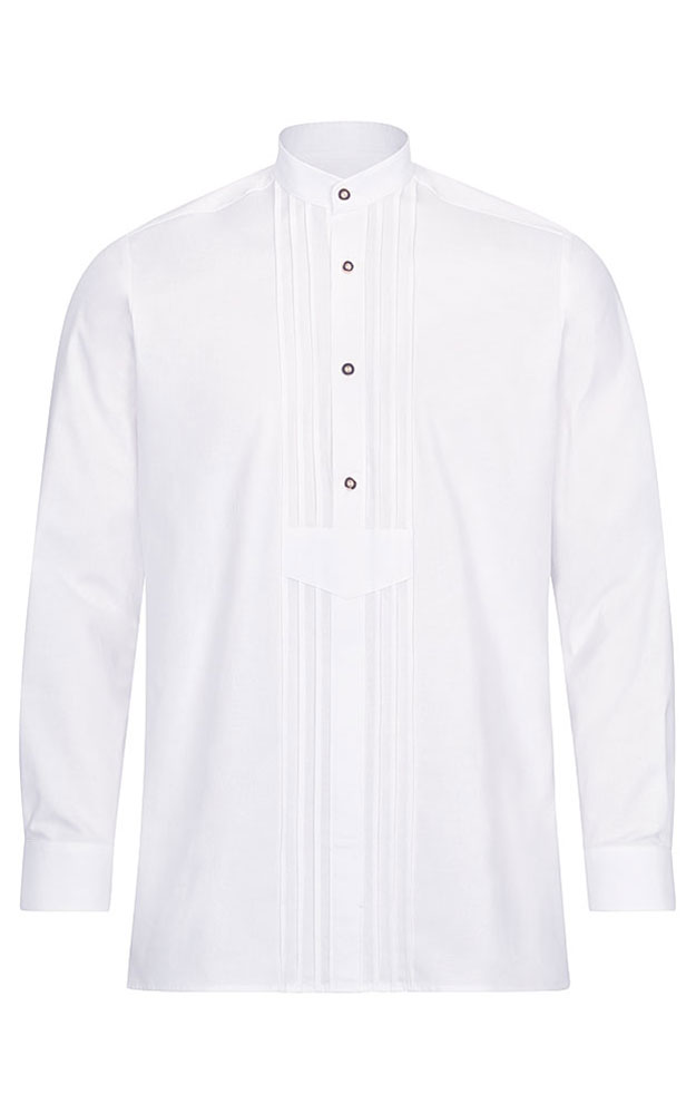 Hemd Gustl Stehkragen, weiß
