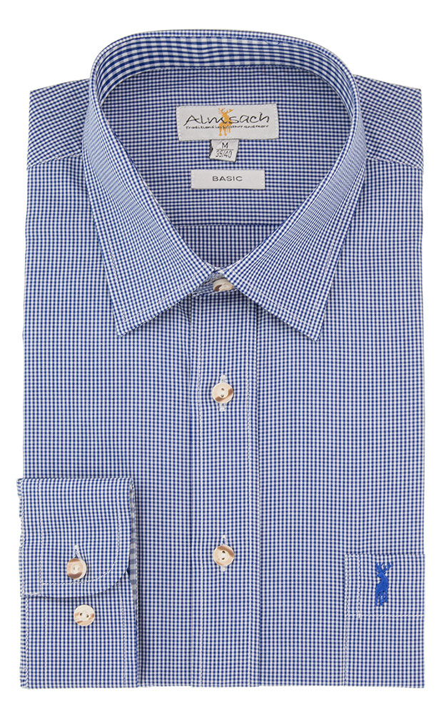 Hemd HE 627, # mittelblau/weiß