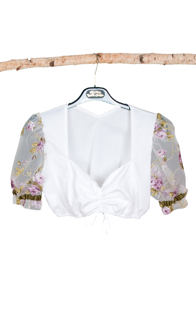 Dirndlbluse Lila, Rosendruck