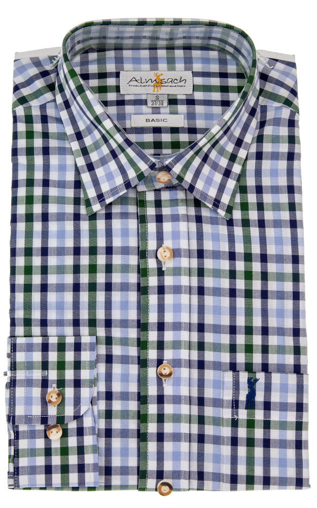 Hemd HE 553, # blau/tanne