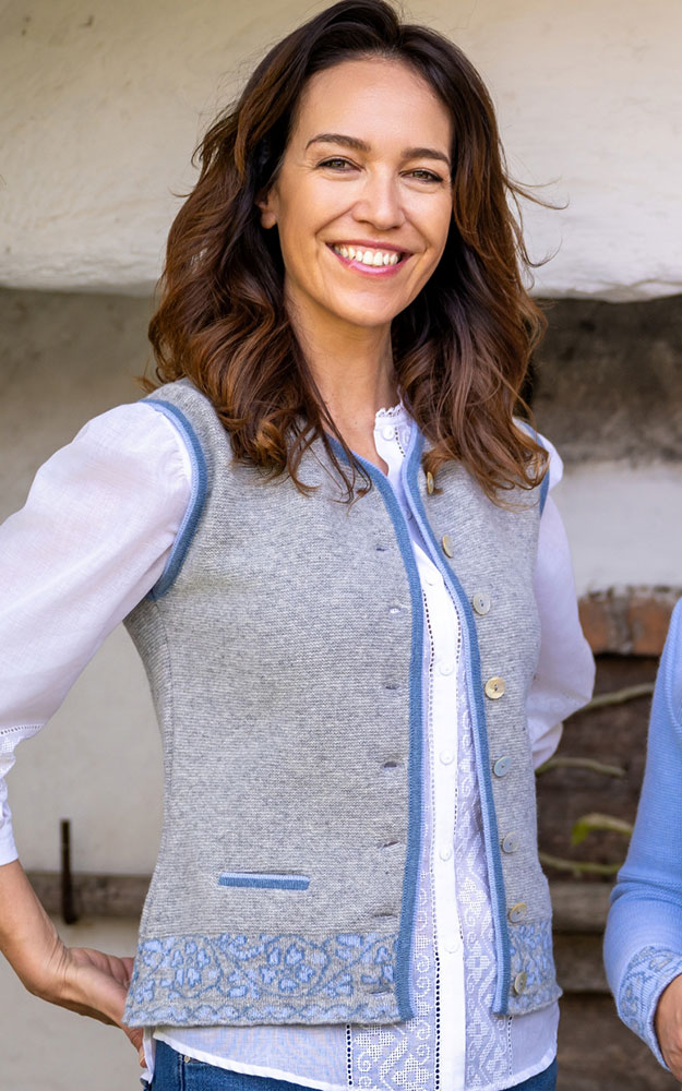 Strickweste Magdi, grau/blau
