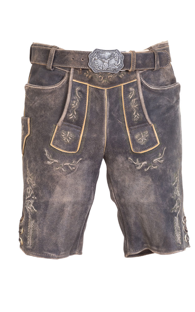 Lederhose Amberg mit Gürtel, braun