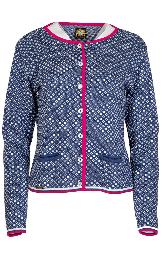 Strickjacke Bern, blau gemustert