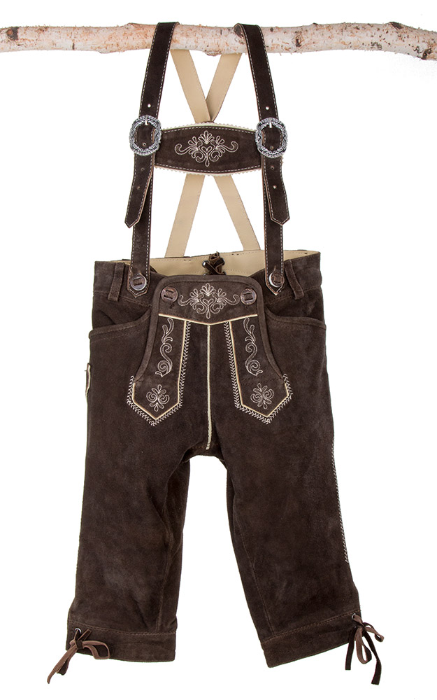 Kinder-Bundlederhose mit Träger, espresso