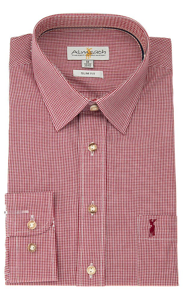 Hemd HE 760, # rot/weiß - Slim fit