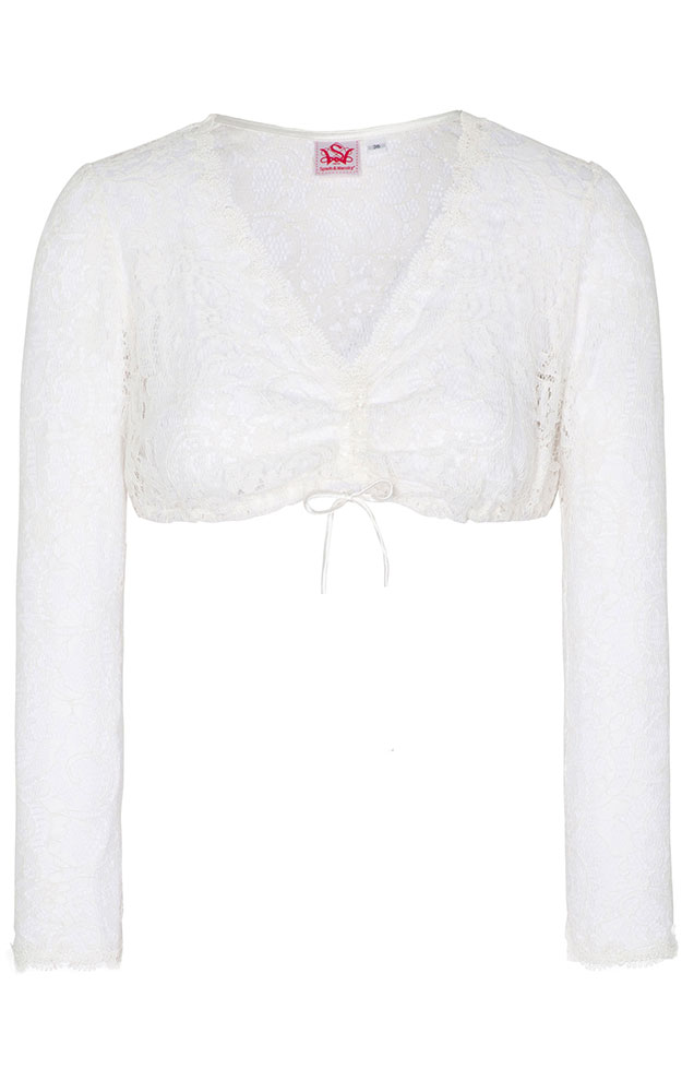 Dirndlbluse Hadia Langarm, weiß Spitzenarm