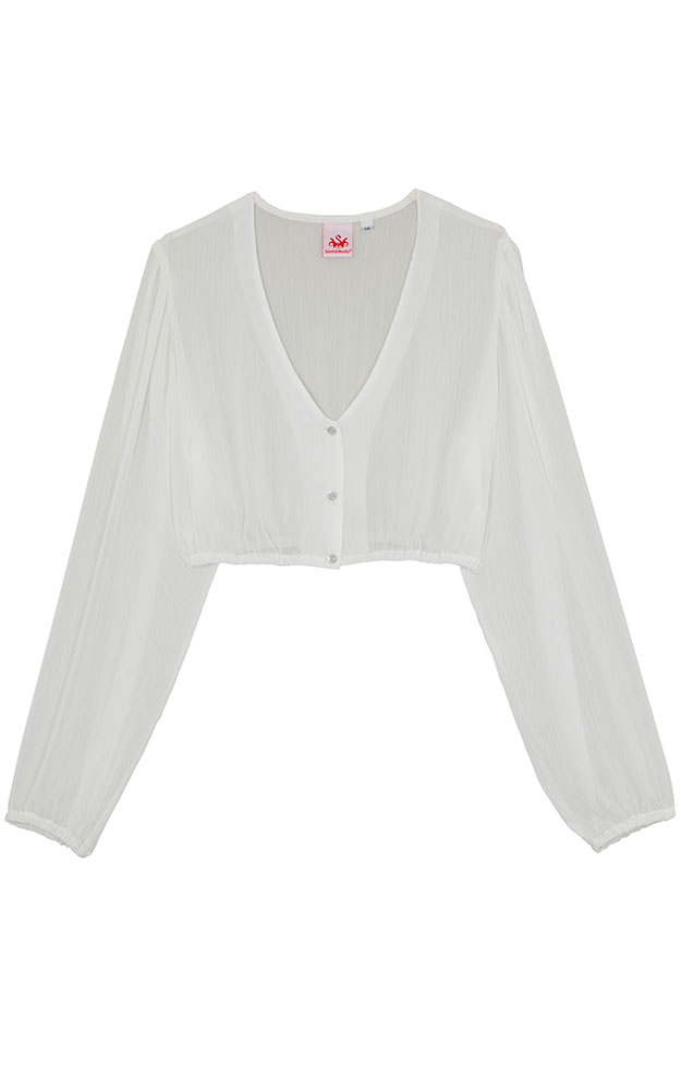 Dirndlbluse Efeu, offwhite Chiffon