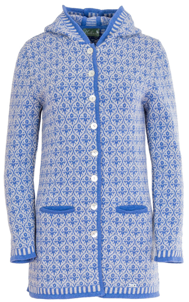 Strickmantel Halli, blau/weiß