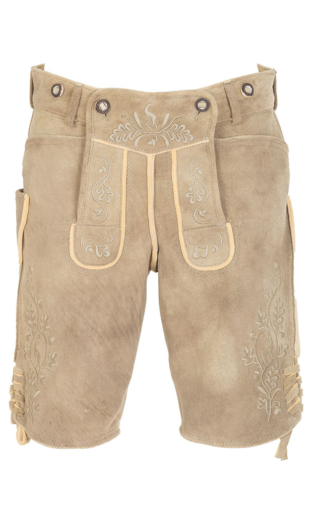 Hirschlederhose Ludwig ohne Träger, antik hell