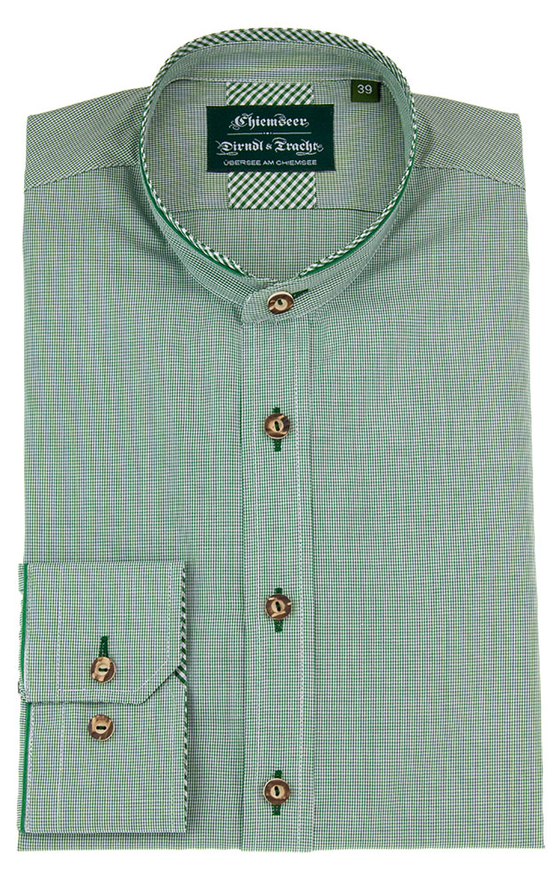 Hemd 2618 # Minikaro, grün/weiß - Slim fit