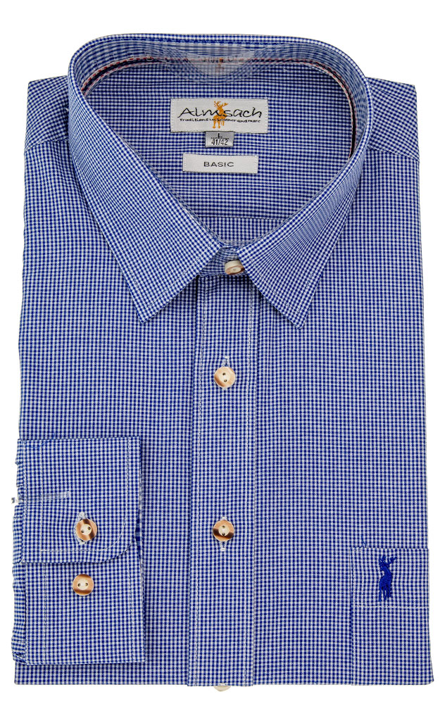 Hemd HE 660, # mittelblau/weiß