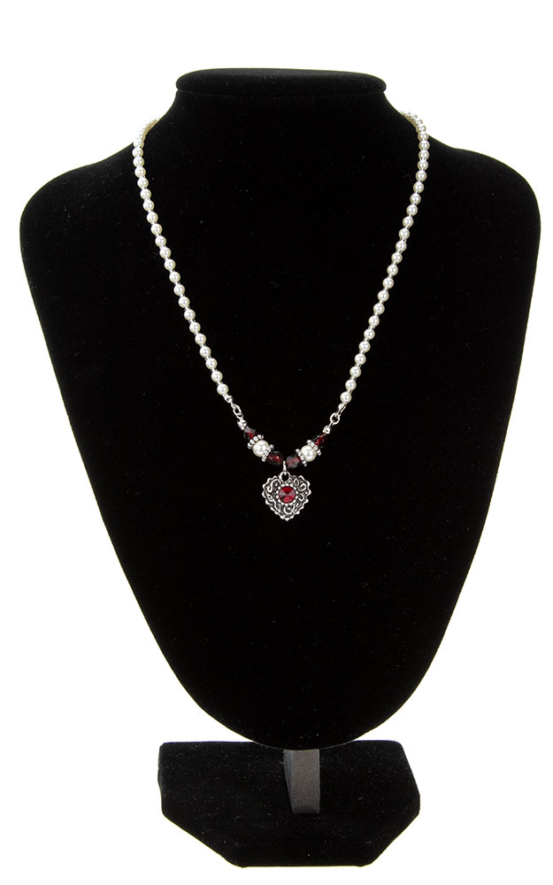 Kette 48369, Perle Herz rot creme